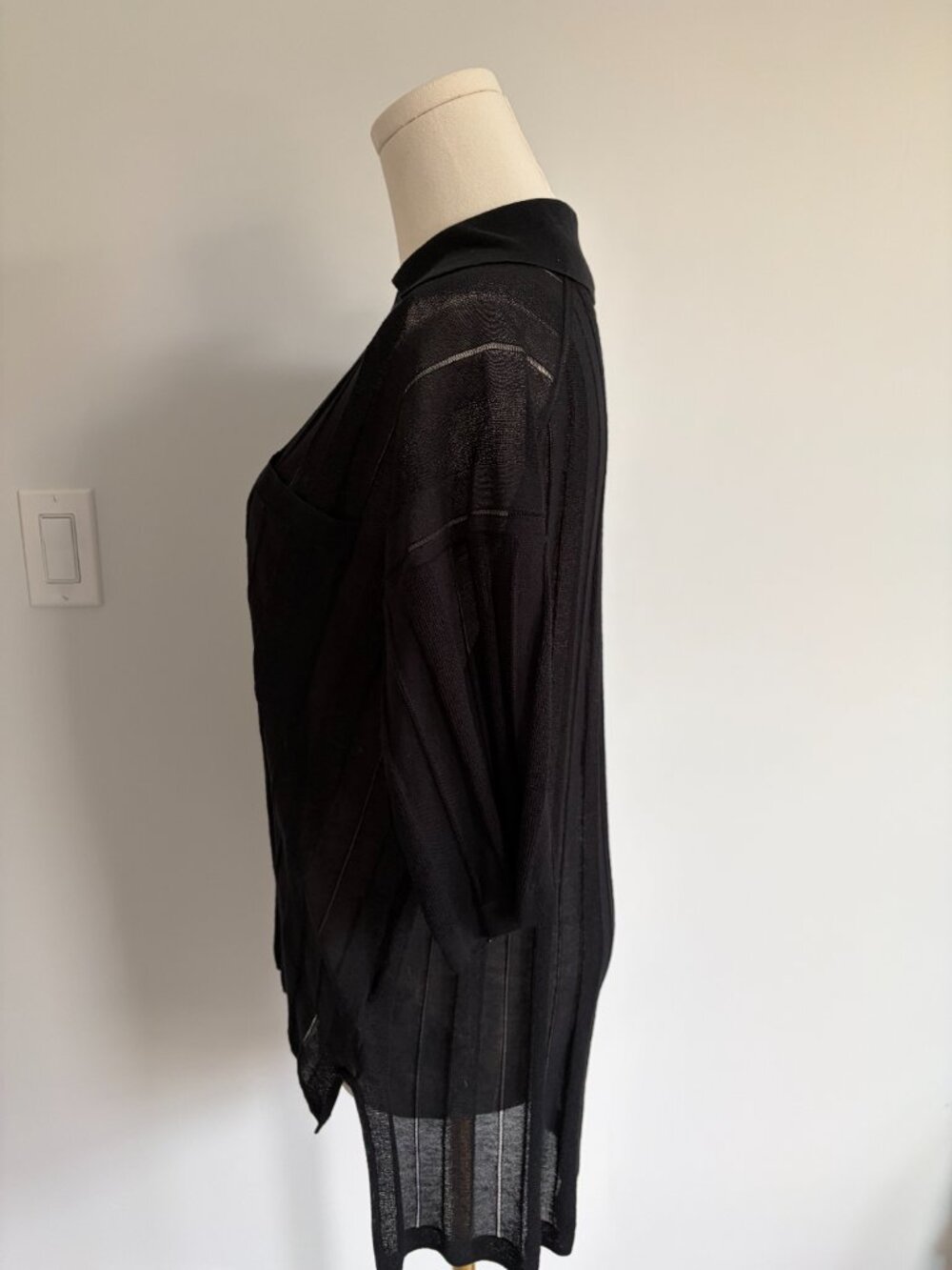 Acne Studios Black Bennati Sheer Polo - Picture 4 of 9